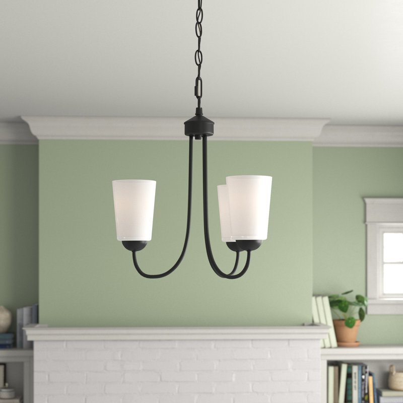 Lustre unique classique / traditionnel à 3 lumières, Noir mat