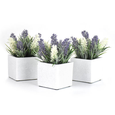 6'' Faux Herbs Plant in Cement Pot