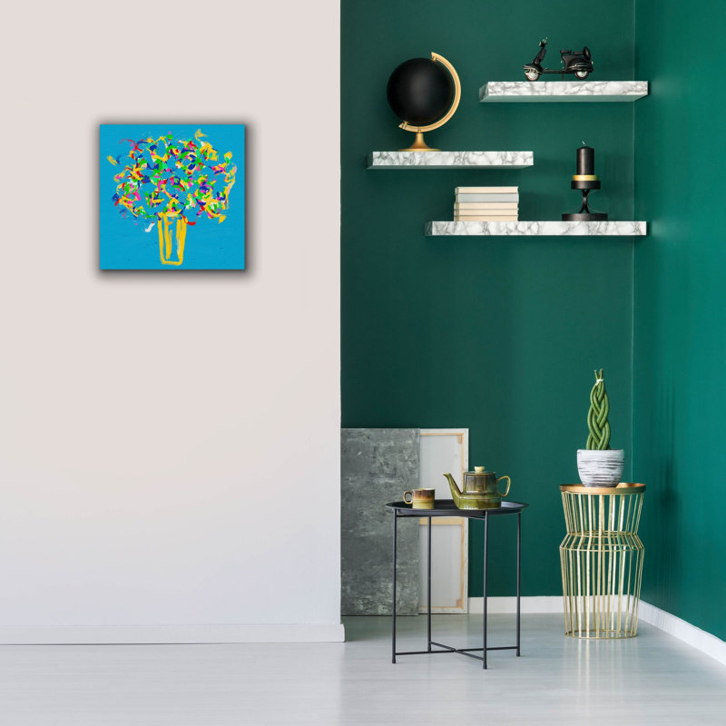 «Spring Flowers» par Cesare Bellassai, art mural sur toile, H 18 po x l 18 po x P 0,75 po