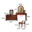 Commode brune de style américain de 90,55 po avec coiffeuse et miroir