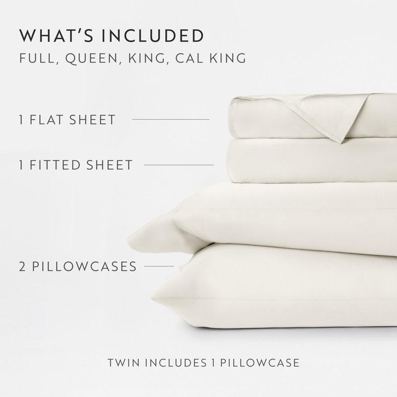 Ivory Queen Bamboo Satin Sheet Set with Pillowcases