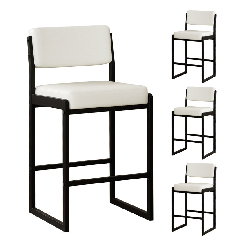 Ensemble de 4 tabourets de bar modernes de hauteur comptoir avec siège rembourré en similicuir, structure en métal robuste et repose-pieds pour îlot de cuisine