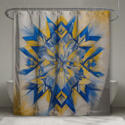 Blue Yellow Kaleidoscope Shower Curtains Extra Long