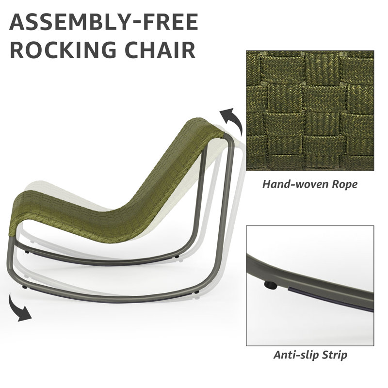 Ensemble de chaises berçantes d'extérieur 2 personnes, Vert