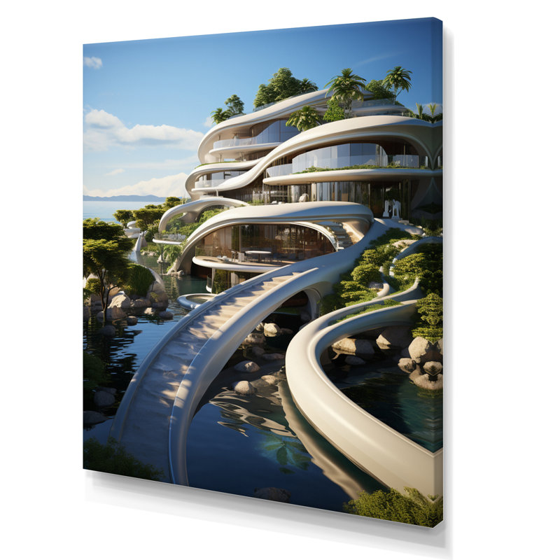 Futuriste architecture V sur toile, Toile tendue, H 32 po x l 24 po x P 1 po