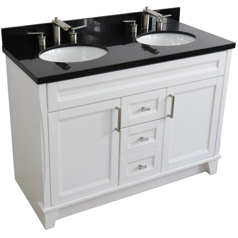 Ensemble de meuble-lavabo double 49 po Abdihakin, Noir galaxie