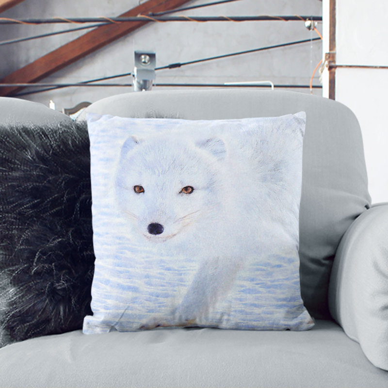 Winter Fox Painting Cushion with Filling, 55cm H x 55cm W x 20cm D
