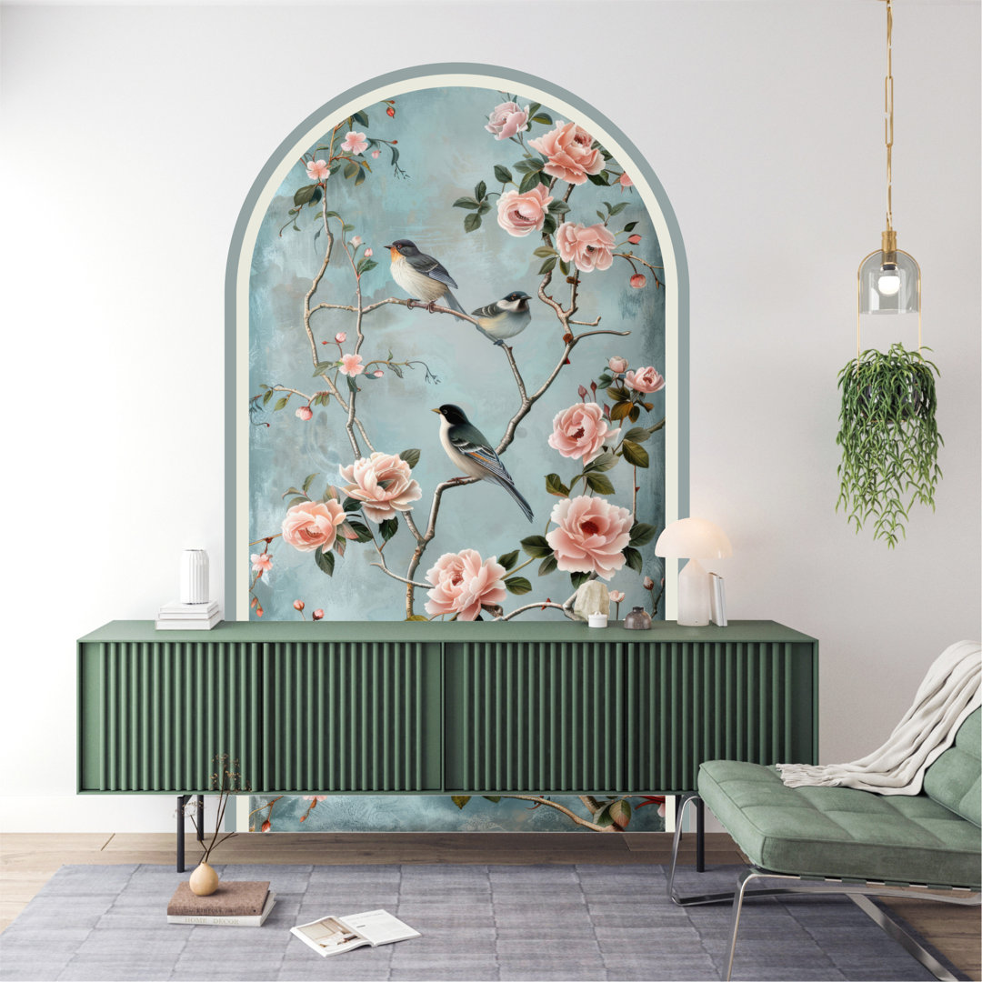 Peel and Stick Chinoiserie Wallpaper, Botanical Peel and Stick Non-Wall Damaging Wall Decal ART TERRITORY Overall 