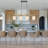 4-Light Farmhouse Kitchen Island Pendant Light With Dual Wood Beams And Iron Frame, Clear Glass Cylinder Shades With Linen Liners, Adjustable Height 106.3", UL & ETL Listed