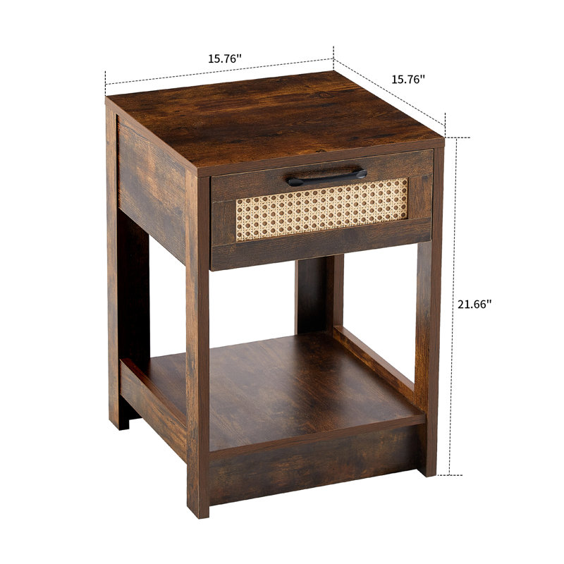 Table de chevet Beacham, Brun rustique / naturel