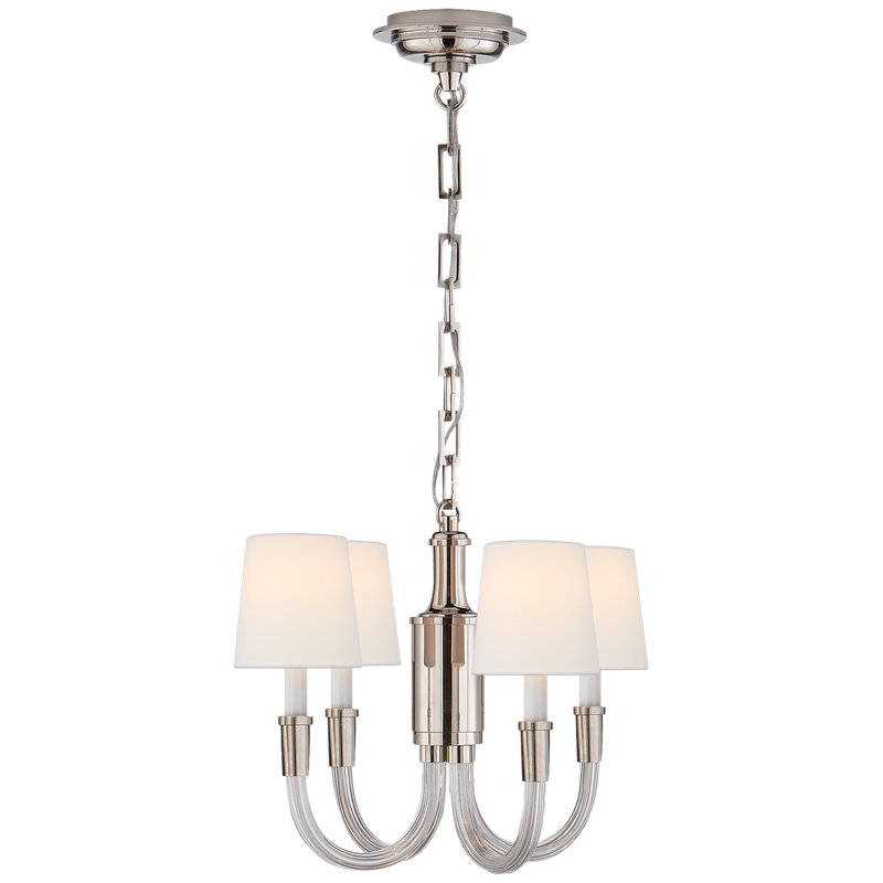 Thomas O'Brien Vivian Mini Chandelier, Crystal/Polished Nickel, Fabric