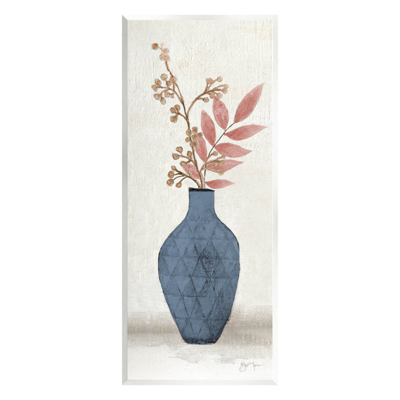 Élégant arrangement botanique Ikebana, estampe numérique par Janet Tava, Plaque murale, H 17 po x l 7 po x P 1,5 po