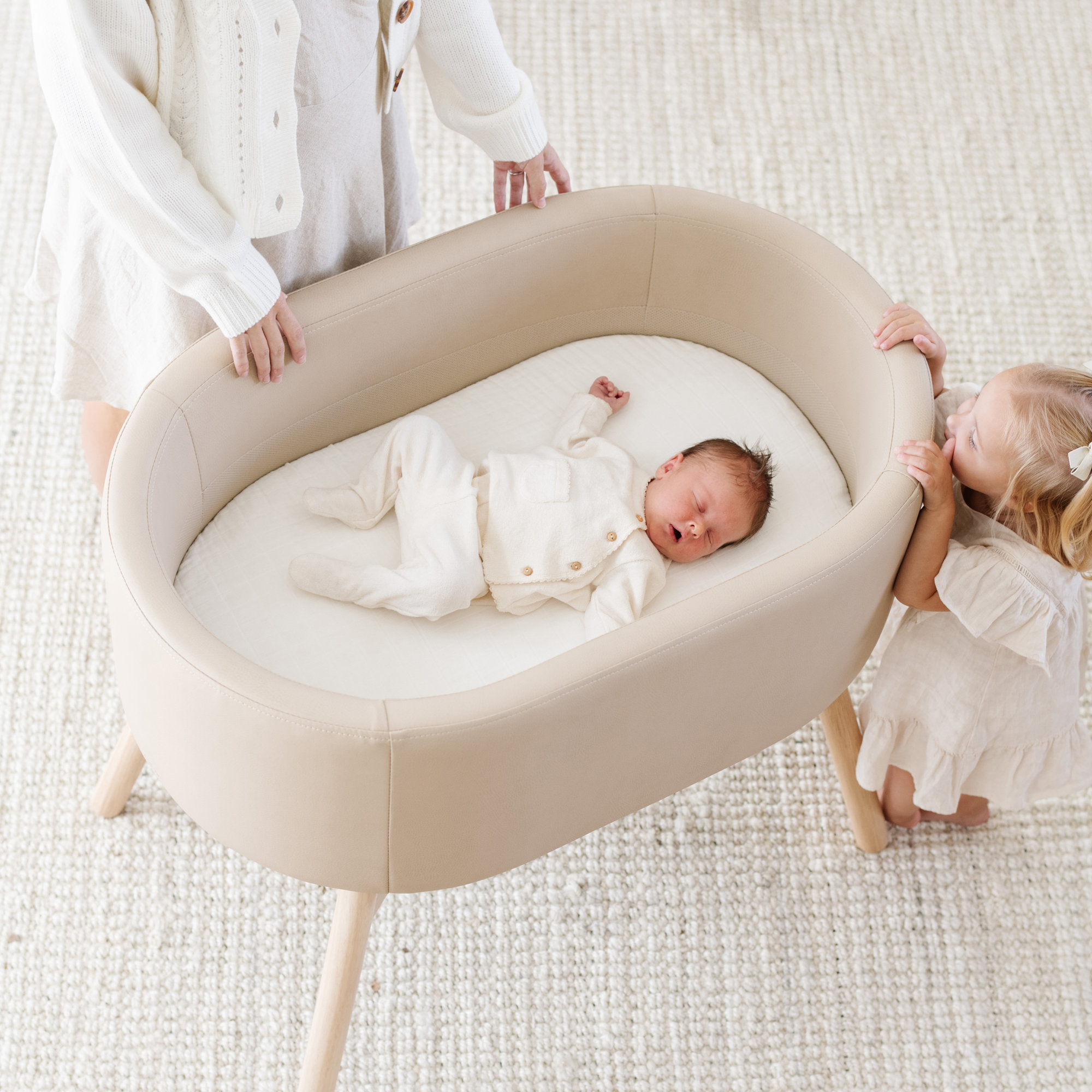 babyletto x GATHRE Capsule Bassinet, Beige