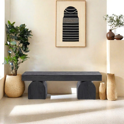 Simple modern bench resting comfortably black