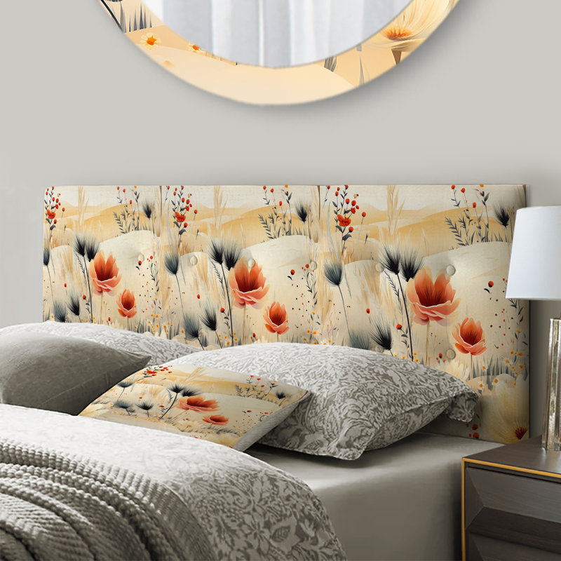 Kassi - Tête de lit tapissier à motif floral, Très grand