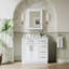 Meuble-lavabo sur pied en bois massif de 36 po x H 35 po avec comptoir en marbre de culture blanc et lavabo simple en céramique, blanc-379713610-379713608