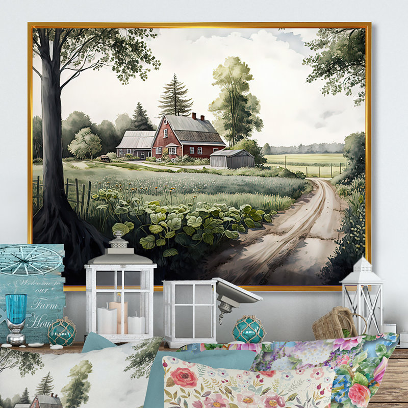 Welcome To The Farm III - Barn Farm Ranch, art mural, H 24 po x l 32 po x P 1 po, Cadre flottant doré