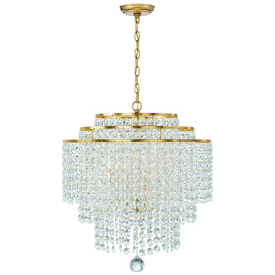 Lustre classique / traditionnel à 6 lumières avec accents de cristal