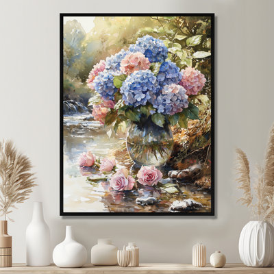 Chapman Hydrangeas And Roses By The River - Hydrangea Wall Art