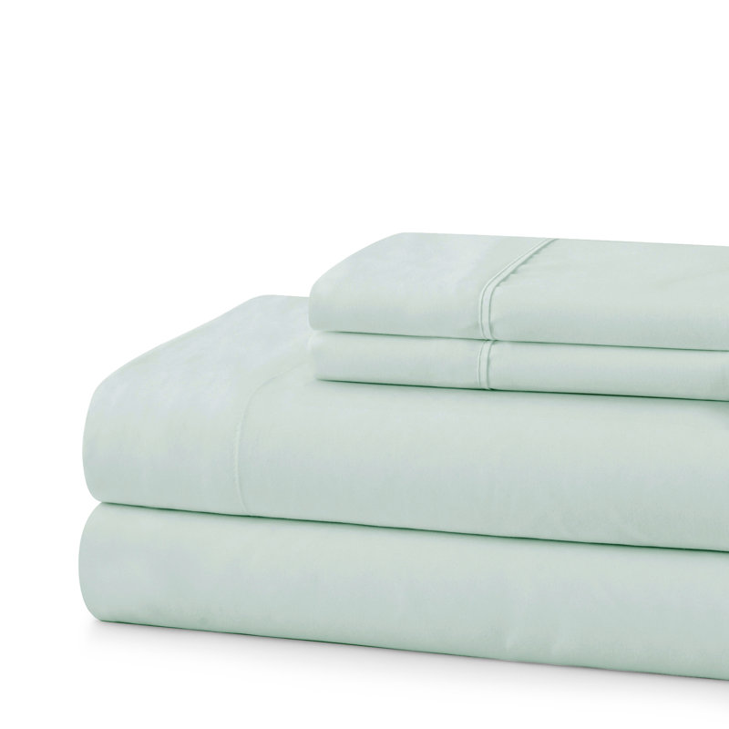100% Cotton Percale 4-Piece Solid Sheet Set, Ivory, King