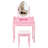 Vanity Desk Set With LED Light Mirror And Cushioned Stool For Bedroom-2138610776