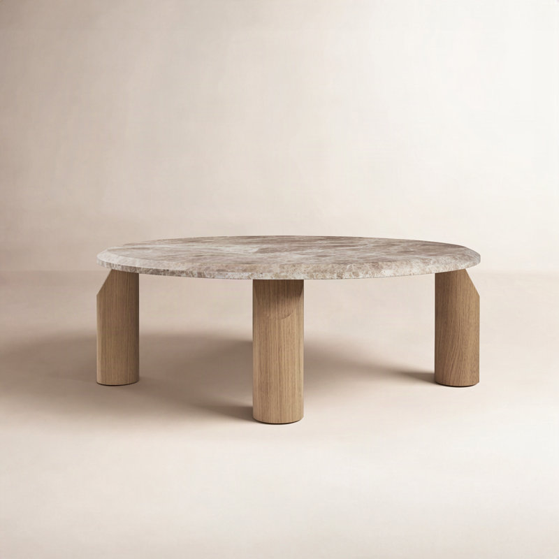 Vienna Marble Cocktail Table, 16" H x 40.25" L x 40.25" W, Light Emperador, Natural