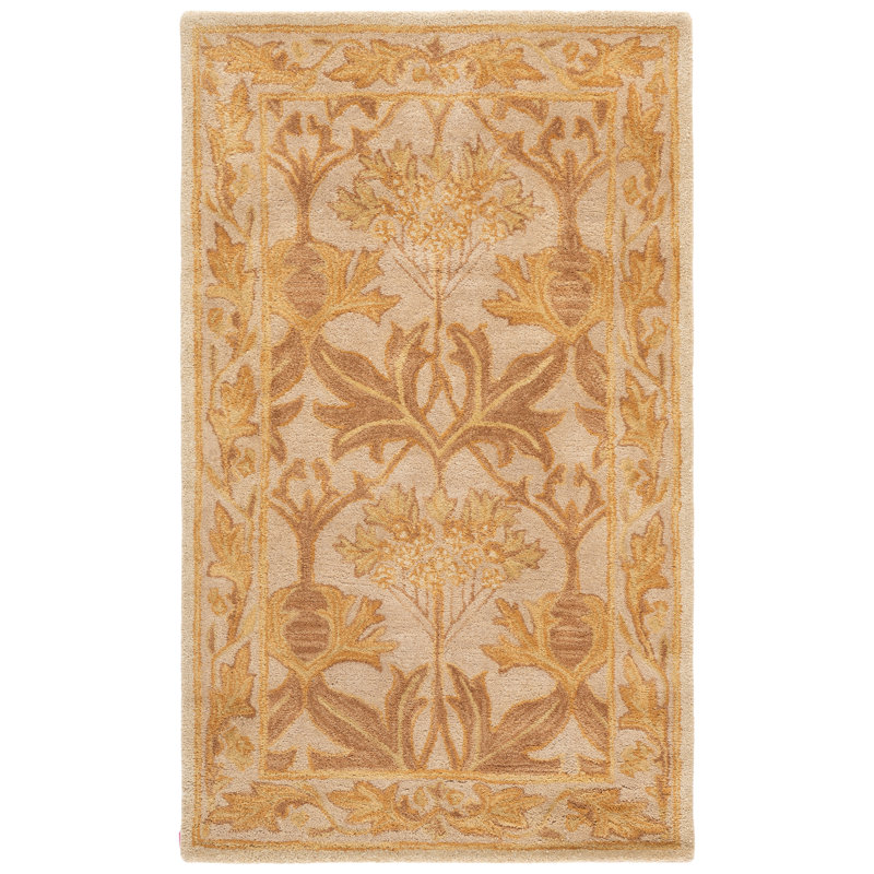 Antiquity Hand-Tufted Beige / Gold Area Rug, Rectangle 3' x 5'