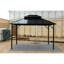 Pavillon de jardin rond à toit rigide avec double toit en acier galvanisé, cadre en aluminium gris froid, 10 x 10 pi