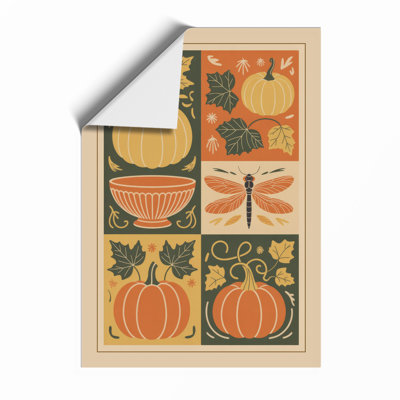 Autumn Harvest Grid Rustic - Framed Print