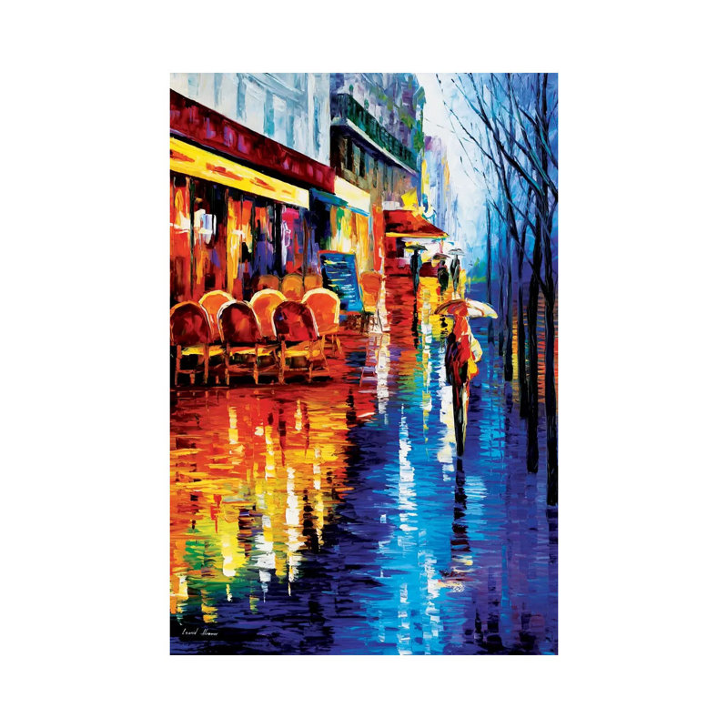 Cafe In Paris by Leonid Afremov - Painting on Canvas, 66.04 cm H x 45.72 cm W x 1.91 cm D, Wrapped Canvas