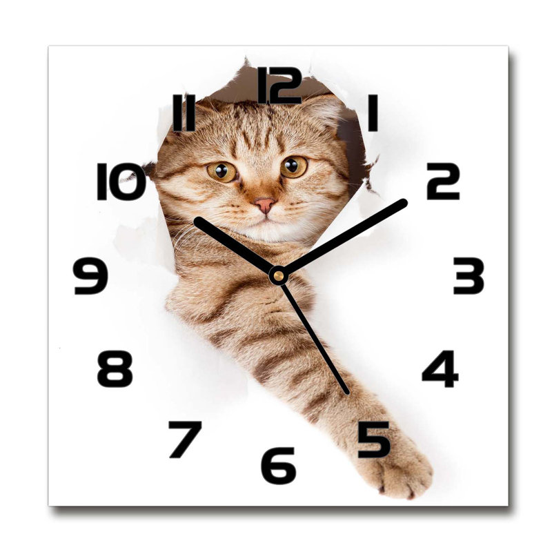Heyder Glass Wall Clock, Black/Brown