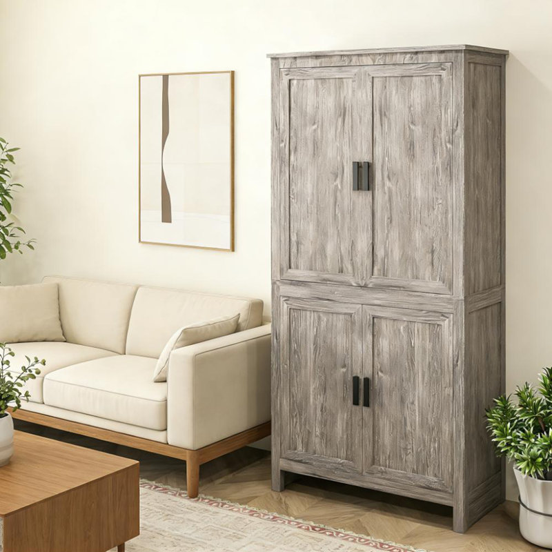 Armoire de rangement autoportante, garde-manger avec tablettes réglables