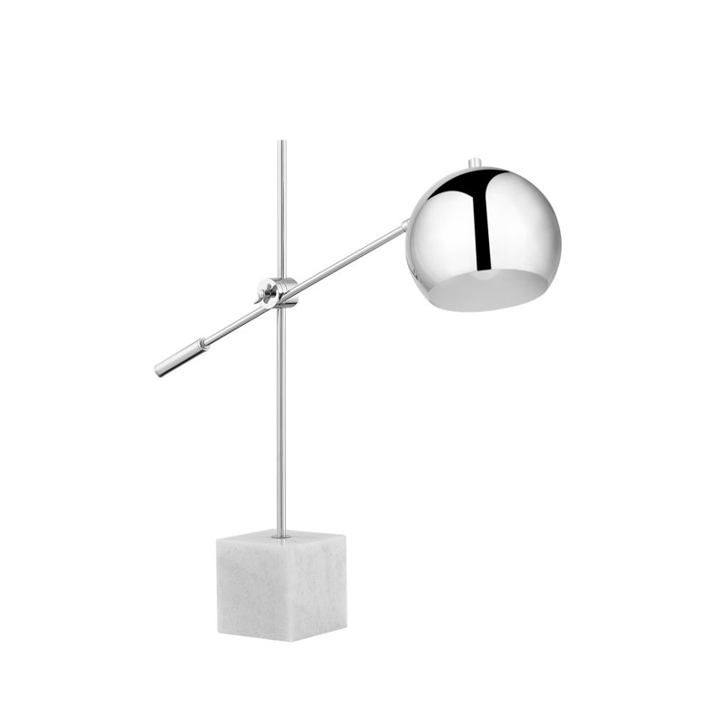 Lampe de bureau en métal Grabriela, Chrome, Blanc