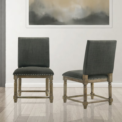 Cyson Set Of 2 Gray Fabric Dining Chair With Nailhead Trim by Alcott Hill