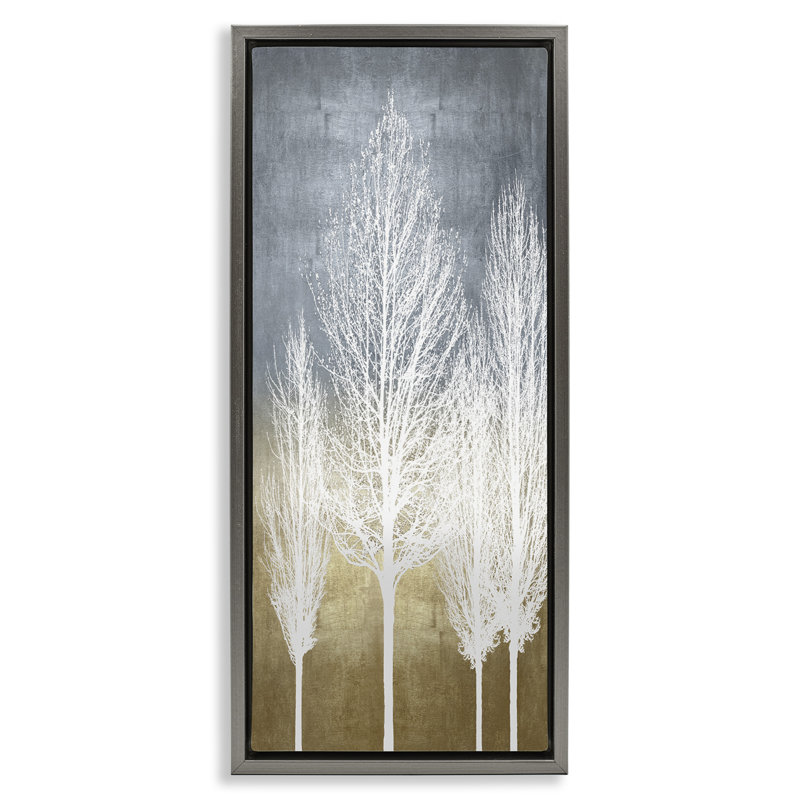 «Tall Tree Silhouettes Abstraction», art mural encadré par Kate Bennett, H 25 po x l 11 po, Gris