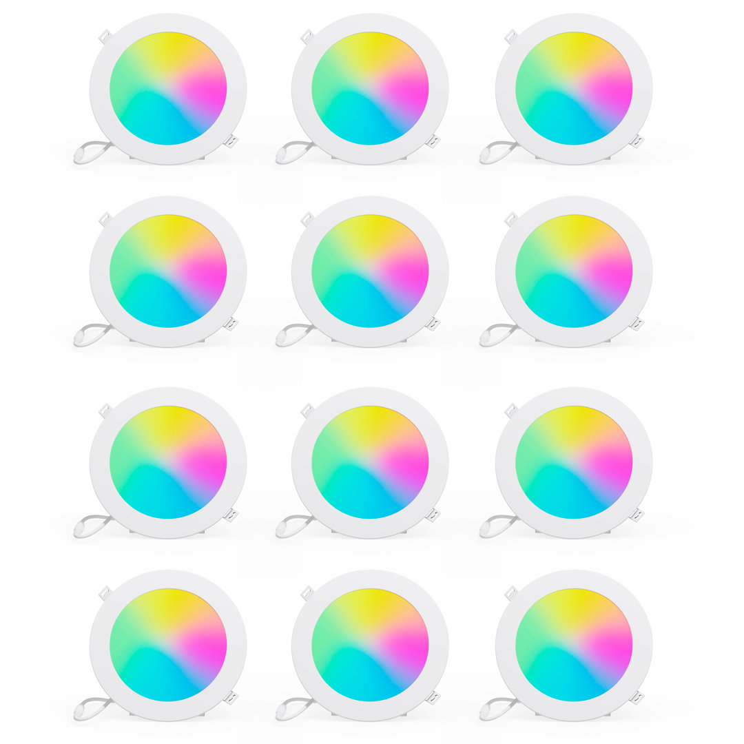 6" Slim Smart Recessed LED, 12W, RGB Tunable White, Dimmable, Wi-Fi Enabled (Set of 12) Infibrite