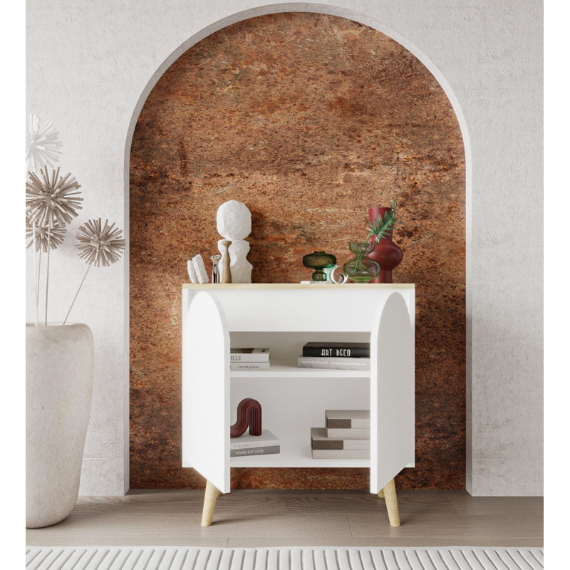 Buffet décoratif 4 portes avec pieds en bois Lilliana