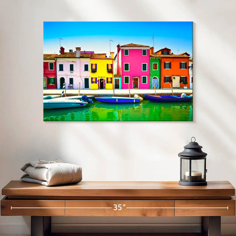 Ravi, maisons colorées de l'île de Burano, H 16 po x l 24 po