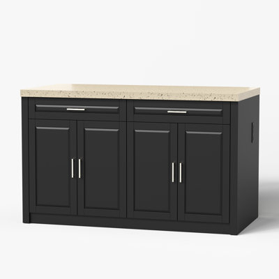 Îlot de cuisine moderne l 61 po avec tablettes réglables