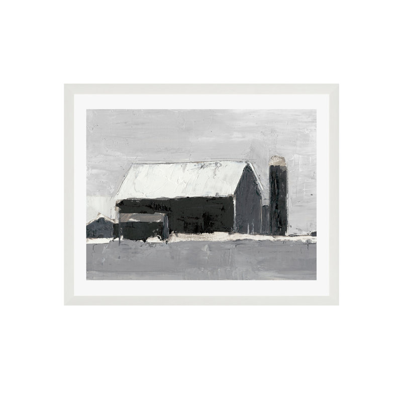 «Dynamic Barn I» par Ethan Harper - peinture encadrée, Blanc, H 12 po x l 12 po