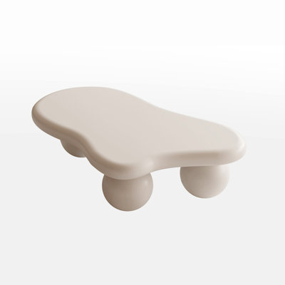 47 Inch Cloud Shaped Coffee Table With 3 Ball Legs For Living Room