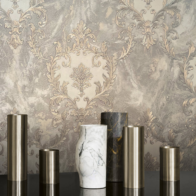 Zara 10.05m x 53cm Textured Glitter Wallpaper Roll, Grey