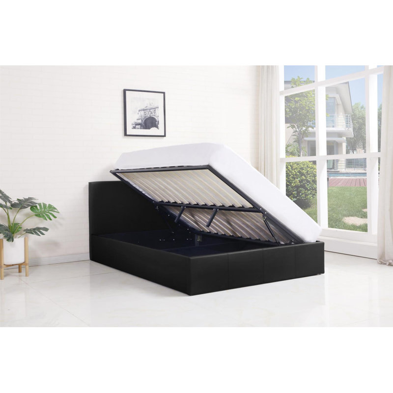 Ottoman Bed with Mattress, Black