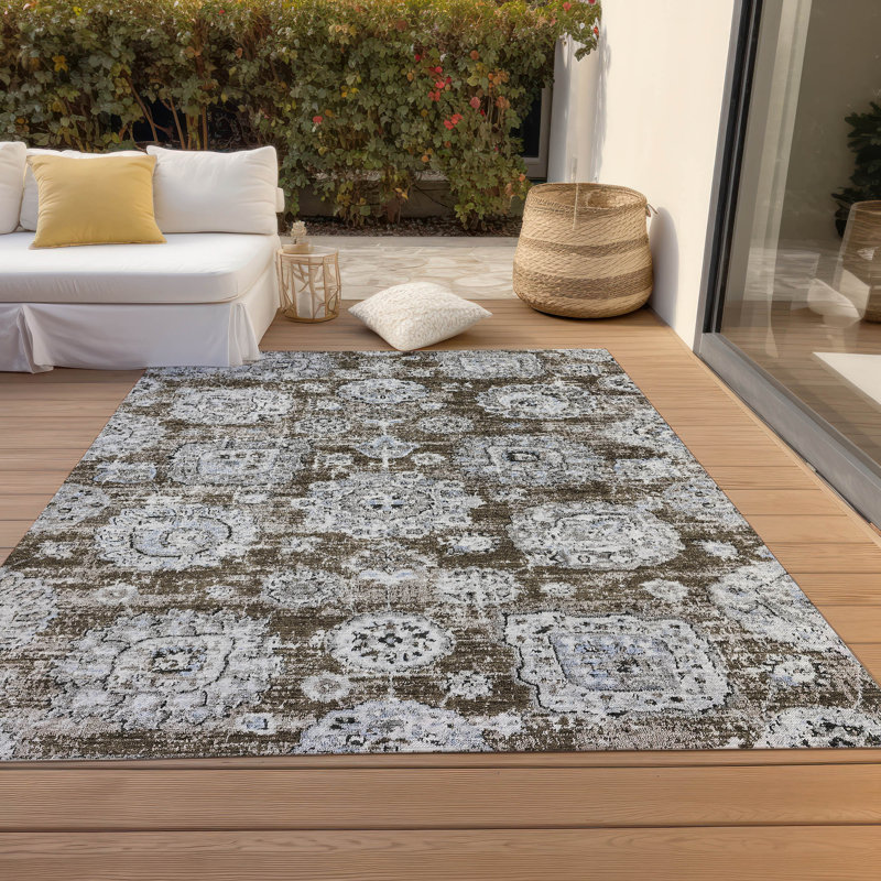Tapis intérieur / extérieur floral Ivany , Rectangle 2'6" x 3'10"
