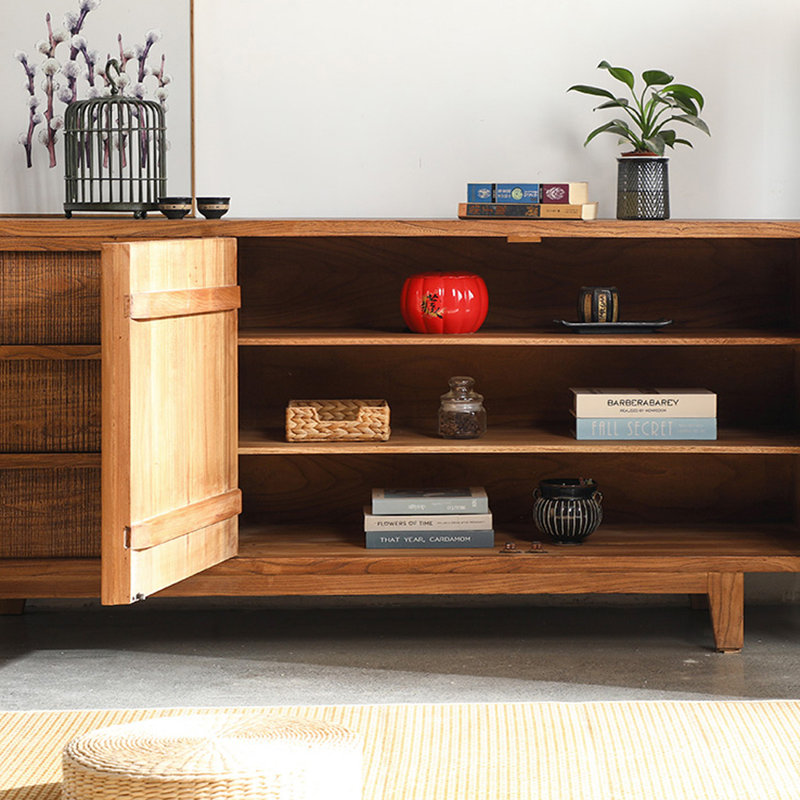 Elm Wood Frame Sideboard with Large Storage Space