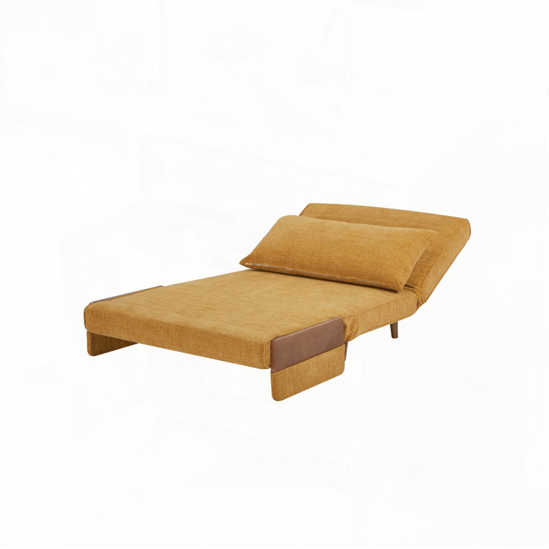 Fauteuil d'appoint rembourré convertible, Jaune moutarde