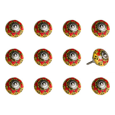 Hand Painted 1 1/2" Diameter Mushroom Knob