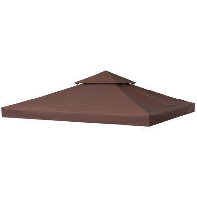 Replacement Canopy, 2-tier Uv Resistant Polyester Top Only Fit For 9.84x9.84ft Gazebo Model , Ventilated Water Drainage Holes Coated Sun Shade Cover For Outdoor Patio Garden