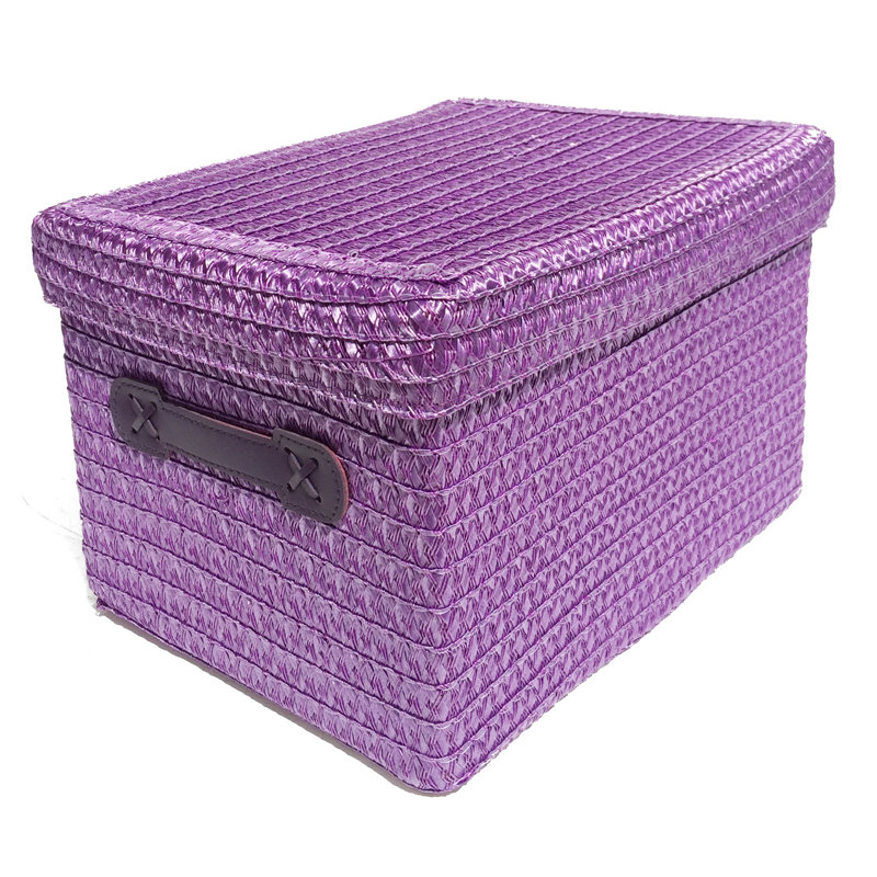 Symple Stuff Fabric Decorative Basket, 18cm H x 27cm W x 21cm D, Purple/Purple