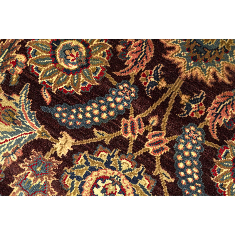 Tapis rouge et ivoire noué à la main de haute qualité